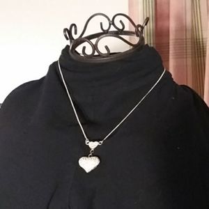 Necklace pave heart 10" long